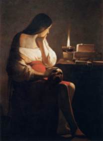 Magdalene with the Smoking Flame -- by Georges de La Tour (c. 1640).